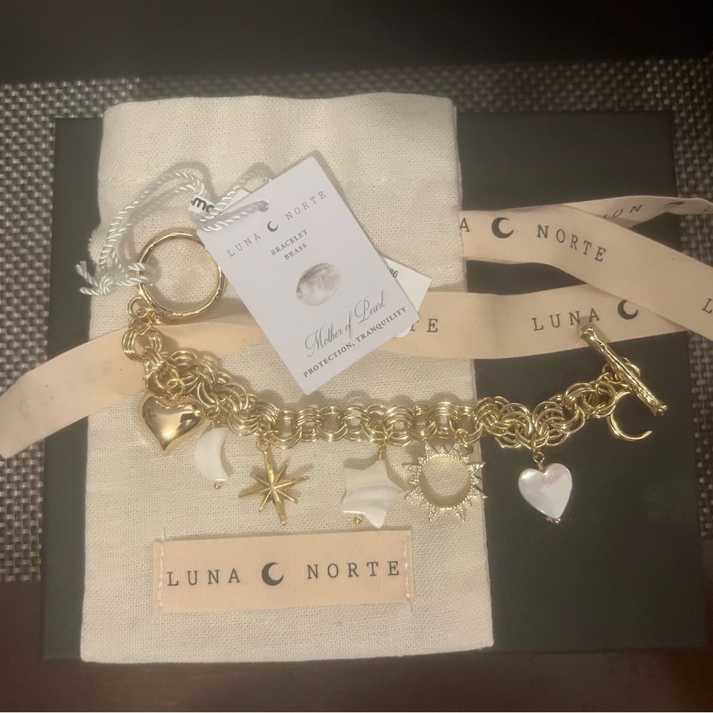 New with tags viral Luna Norte charm bracelet in mother of pearl